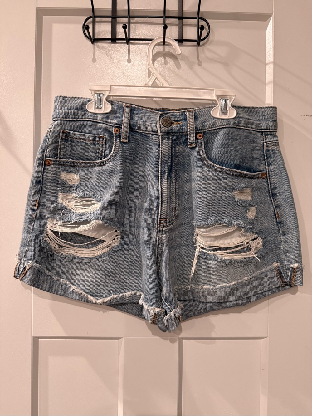 Aeropostale Light Wash Distressed Denim Cutoff Shorts